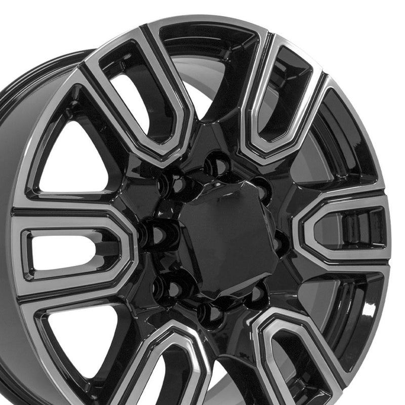 OE Wheels 20-Inch Replica CV96B Black Machined for GMC Sierra 2500/3500 and Chevrolet Silverado 2500/3500