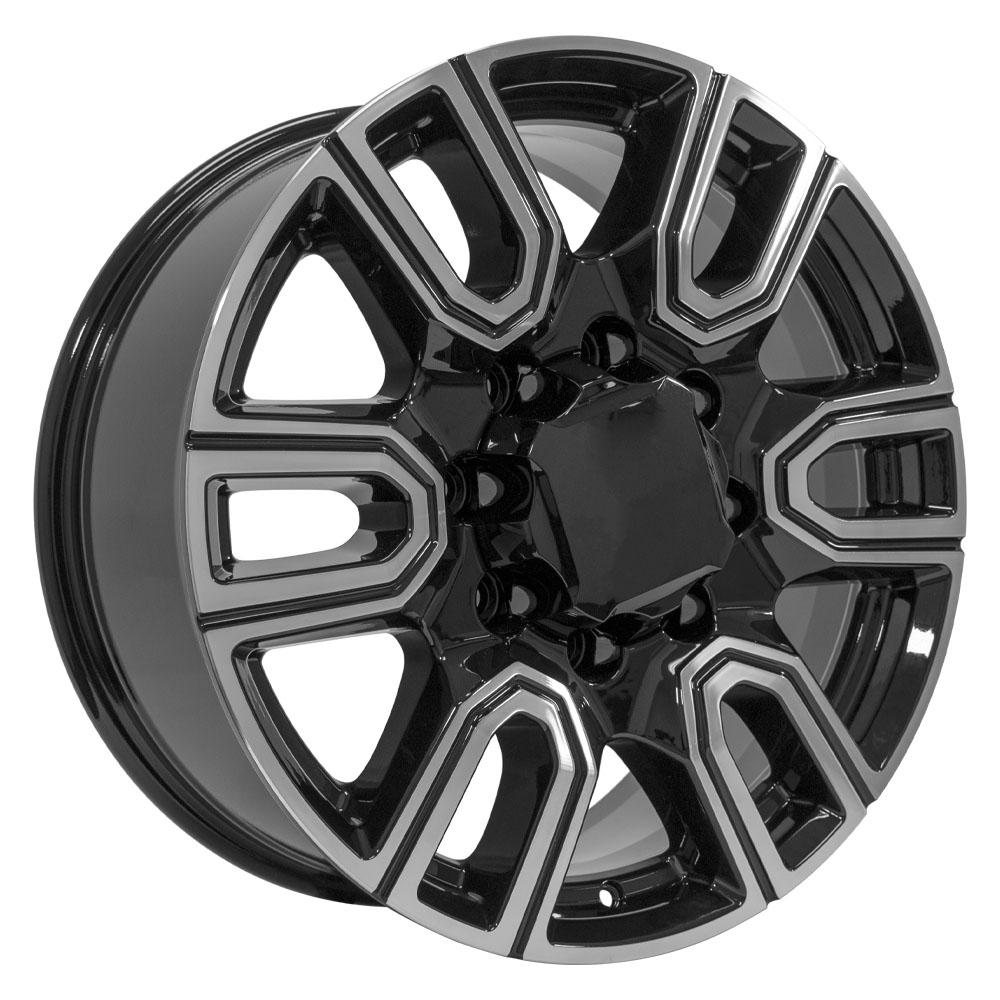 OE Wheels 20 - Inch Replica CV96B Black Machined for GMC Sierra 2500/3500 and Chevrolet Silverado 2500/3500