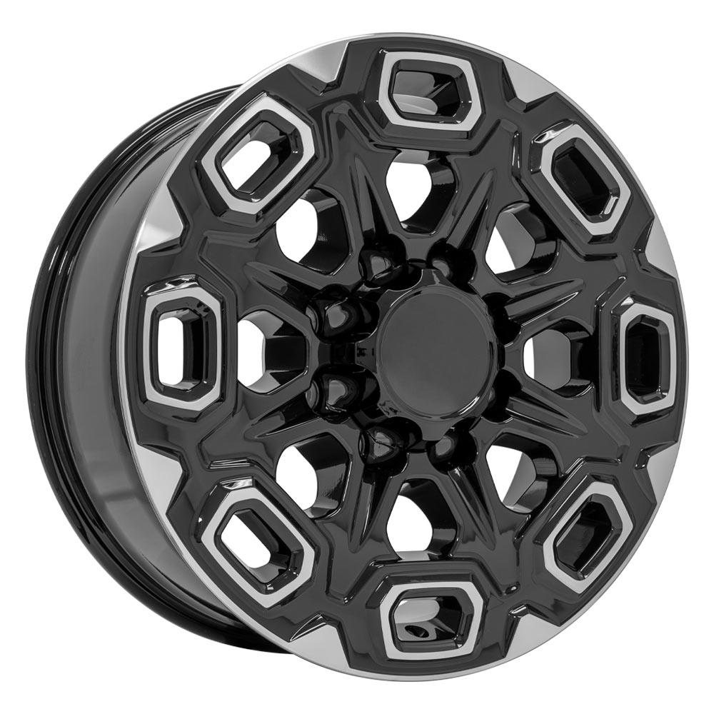 OE Wheels 20 - Inch Replica Wheel for Chevrolet Silverado 2500/3500 - CV64A Black Machined 20x8.5 Gloss Black Machined