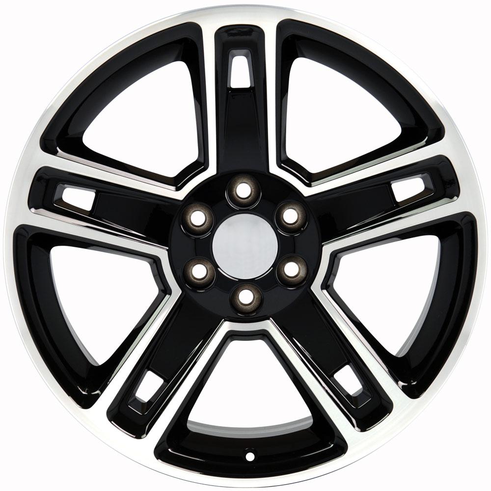 OE Wheels 22 - Inch Replica CV74B Chevrolet Silverado Black Machined Wheel