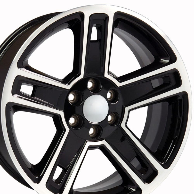 OE Wheels 22-Inch Replica CV74B Chevrolet Silverado Black Machined Wheel