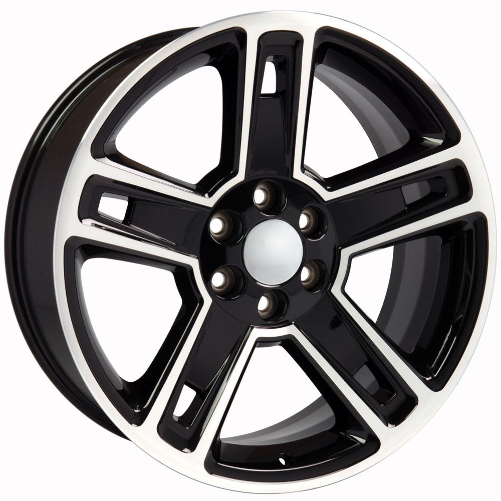 OE Wheels 22 - Inch Replica CV74B Chevrolet Silverado Black Machined Wheel