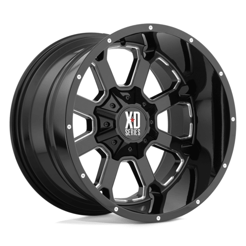 XD XD825 Buck 20x10 Inch Gloss Black Milled Off - Road Wheel for 6x135/139.7 Bolt Pattern